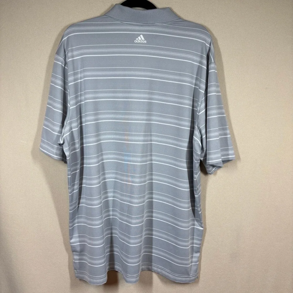NOS Adidas Puremotion Golf Kansas Jayhawks Polo Shirt Mens XL Grey Striped FLAW‎